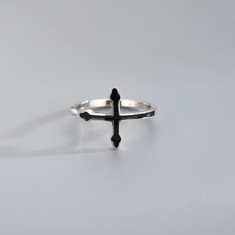 

2021 Trend S925 Silver Retro Literary Personality Rings Fashion Trend Cross Open Ring Men And Women With New Hand Accessories