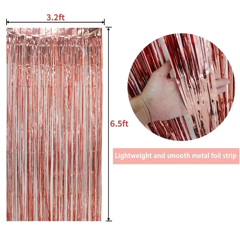 

Party Backdrop Decorations Foil Fringe Curtains Photo Backdrop Metallic Tinsel Party Decoracion for Birthday Wedding Wall Decor