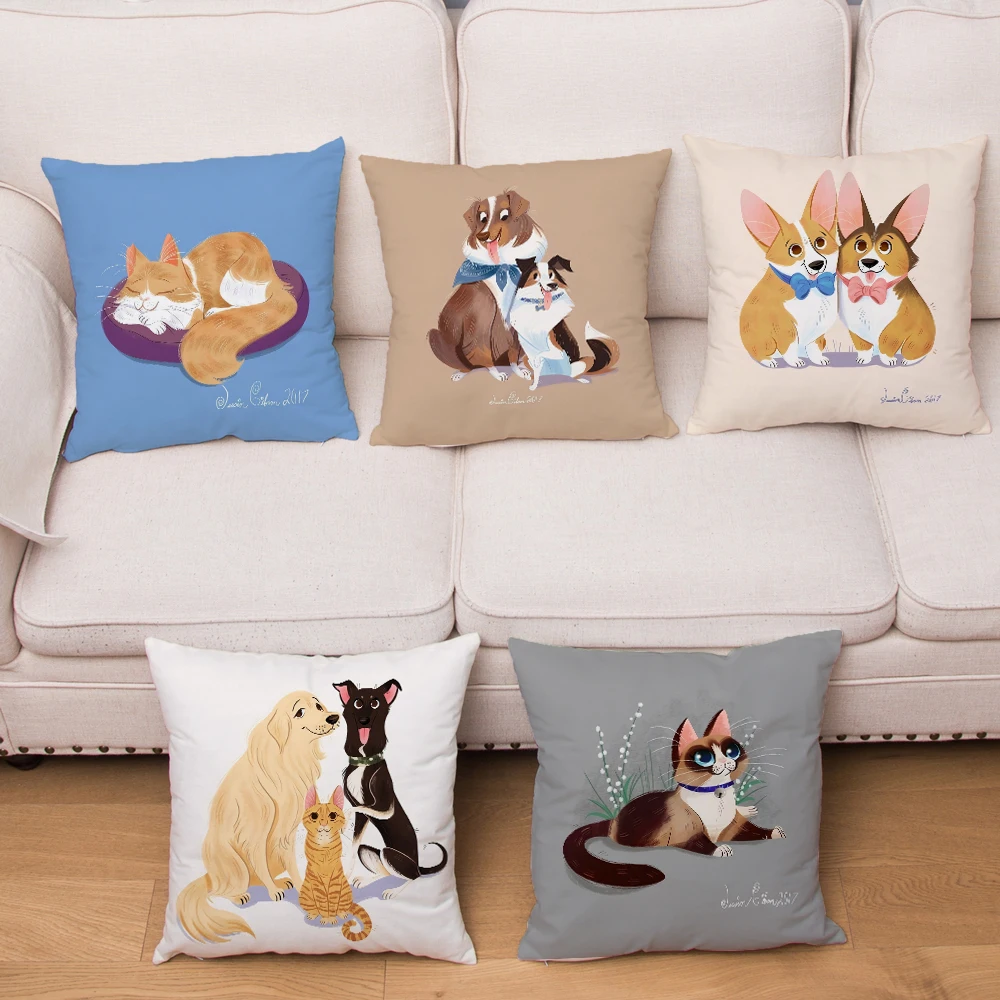 С милым рисунком кота чехол для подушки с принтом наволочки Короткие Плюшевые