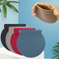 new round squeeze coin purse new fashion solid pu leather women men small mini short wallet bag key credit card earbuds holder
