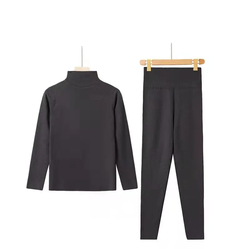 Fleece Warm Clothing Ladies Suit Autumn Winter Elasticity Seamless Heat Underwear Thick Pajamas Women Plus Velvet Sleepwear Set