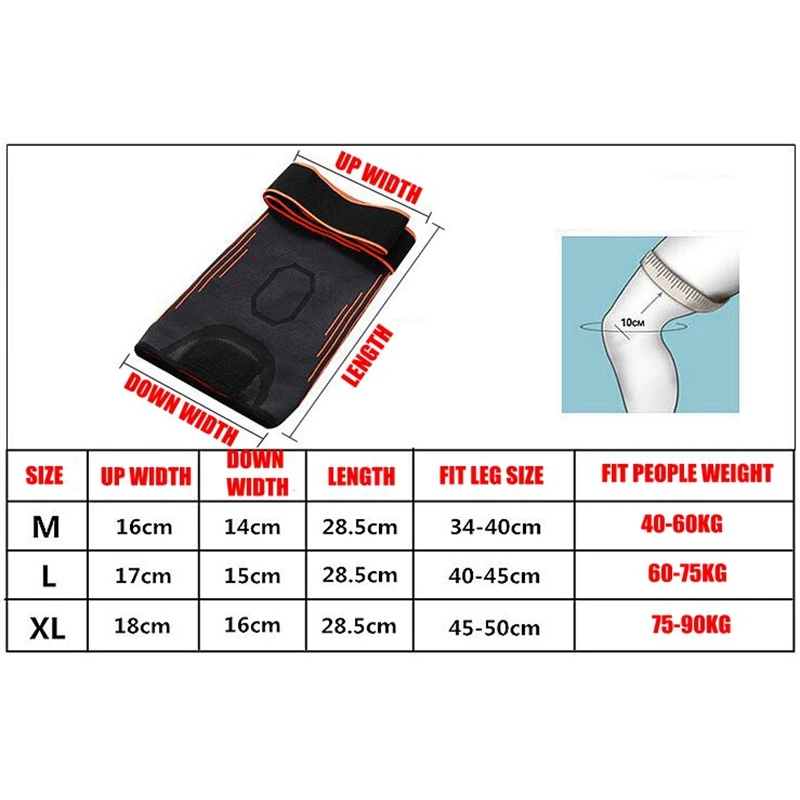 

1PC Men Compression Knee Sleeve Non-slip Adjustable Knee Braces Wraps Elastic Knee Protector for Running Fitness Basketball