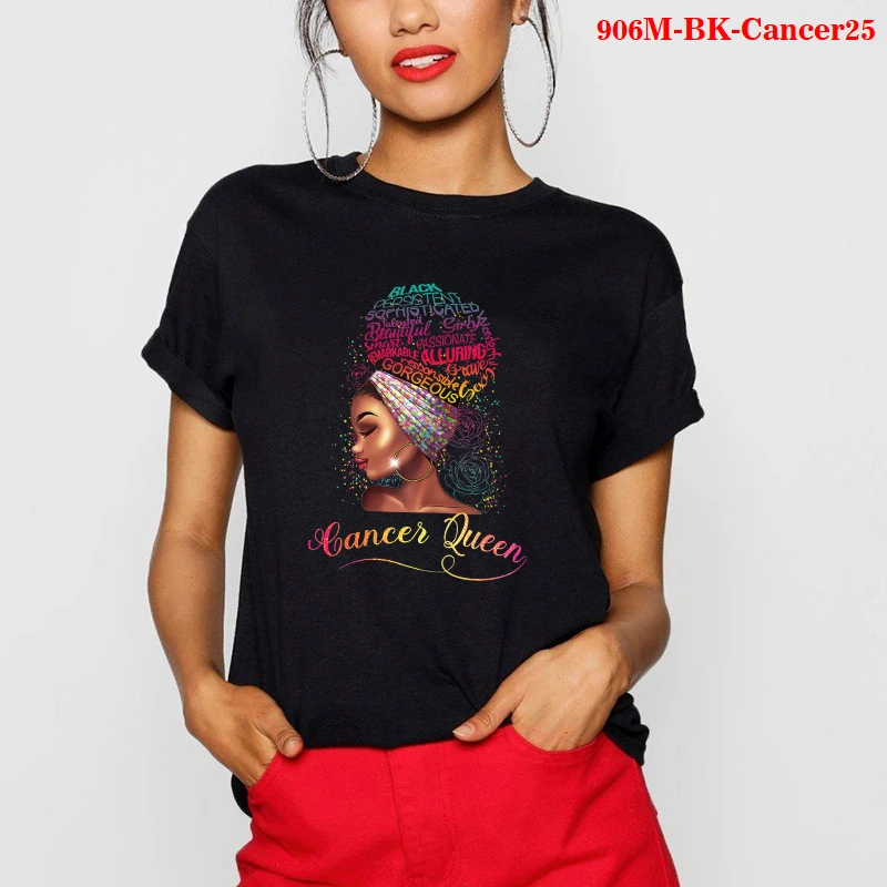 

2021 Cancer cotton top T Shirts women fuuny cotton lips Printed T-shirt Casual Harajuku Style Streetwear Tops summer plus size