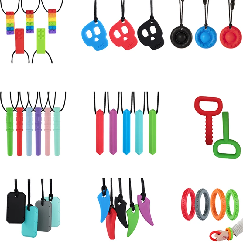 Collar de mordedor para beb&eacute;, pulsera de arco&iacute;ris, Robot sensorial para dentici&oacute;n, mordedura con autismo, cuentas sin BPA para el cuidado del beb&eacute;, nueva venta-0