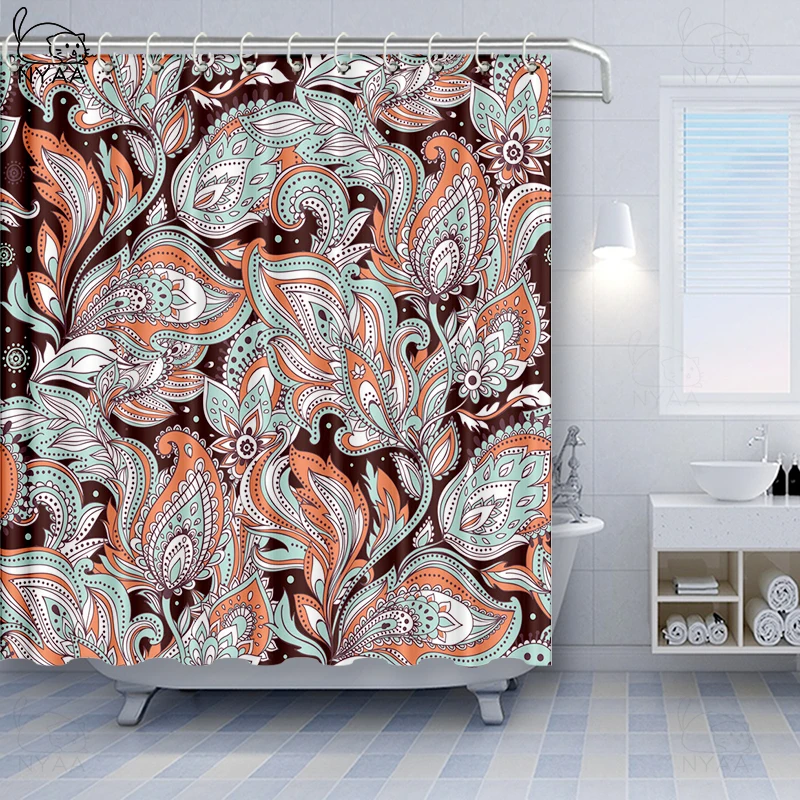 Штора для душа серая королевская темно-серая и черная дамастский винтажный узор