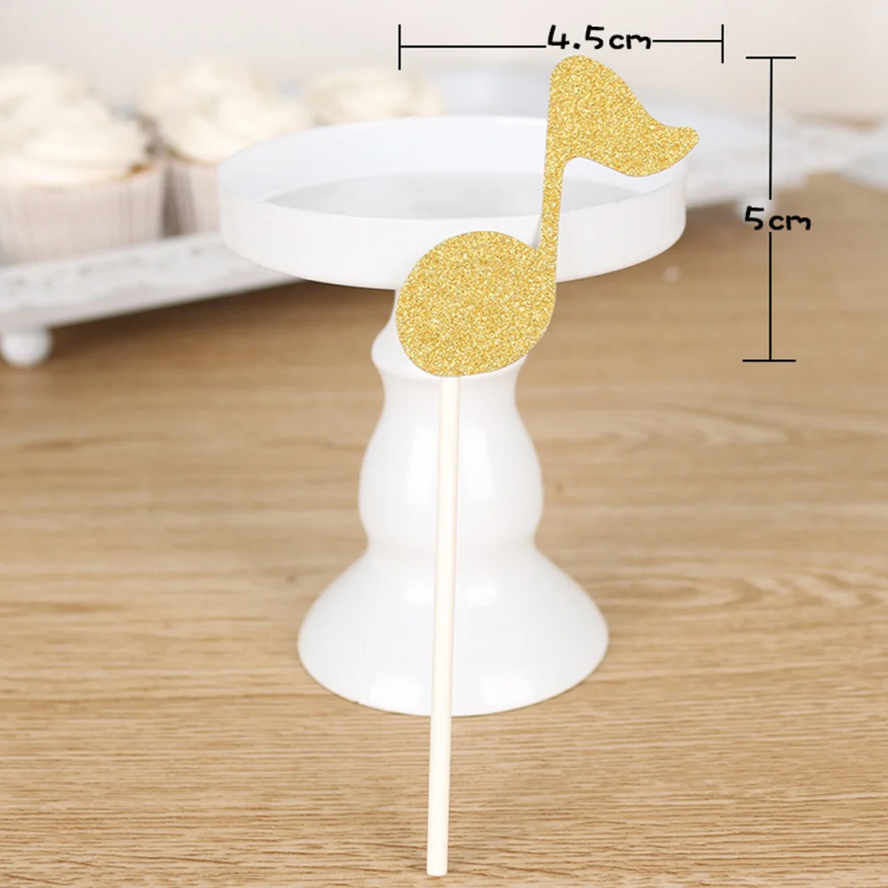 18PCS Glittery Notation Birthday Cake Toppers Set Musical Notation Party Decoration for Baby Shower Wedding Birthday Party