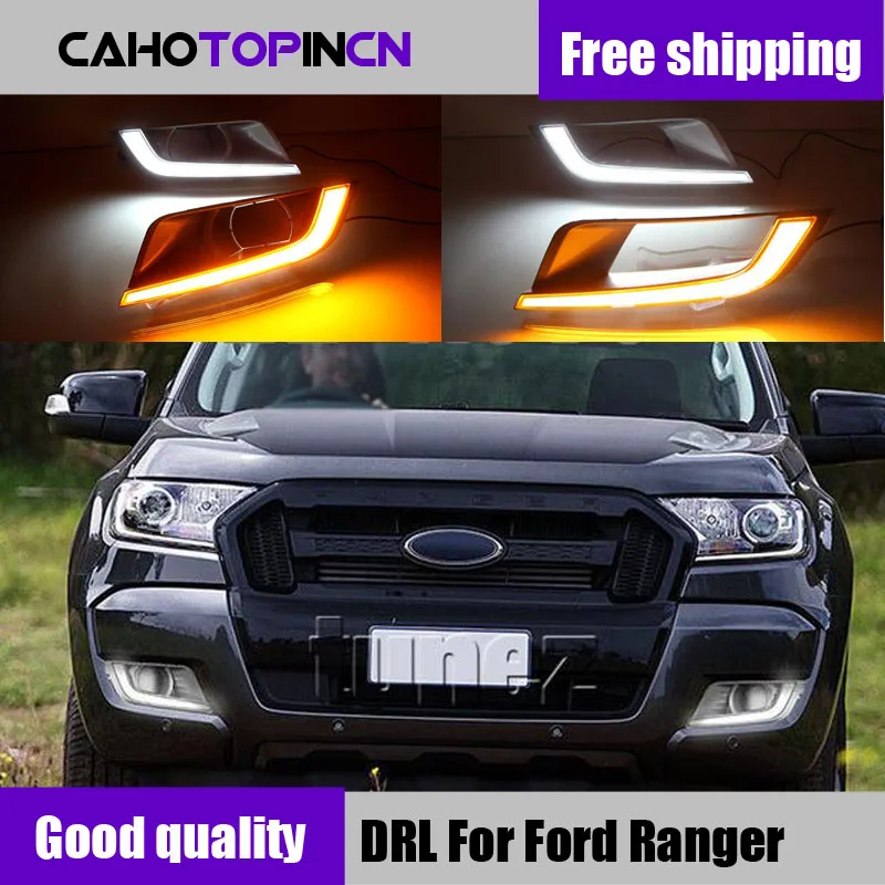 2 шт. Светодиодный дневной светильник для Ford Ranger 2015 2016 2017 2018 включение желтый