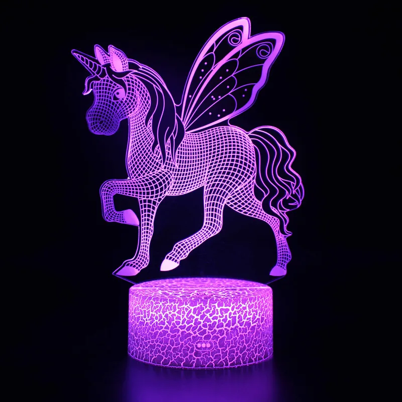 

Unicorn 3D LED Night Lights 7 Color Change Acrylic Desk Table Lamp Luminous Base Touch Remote Control for Home Bedroom Decoratio