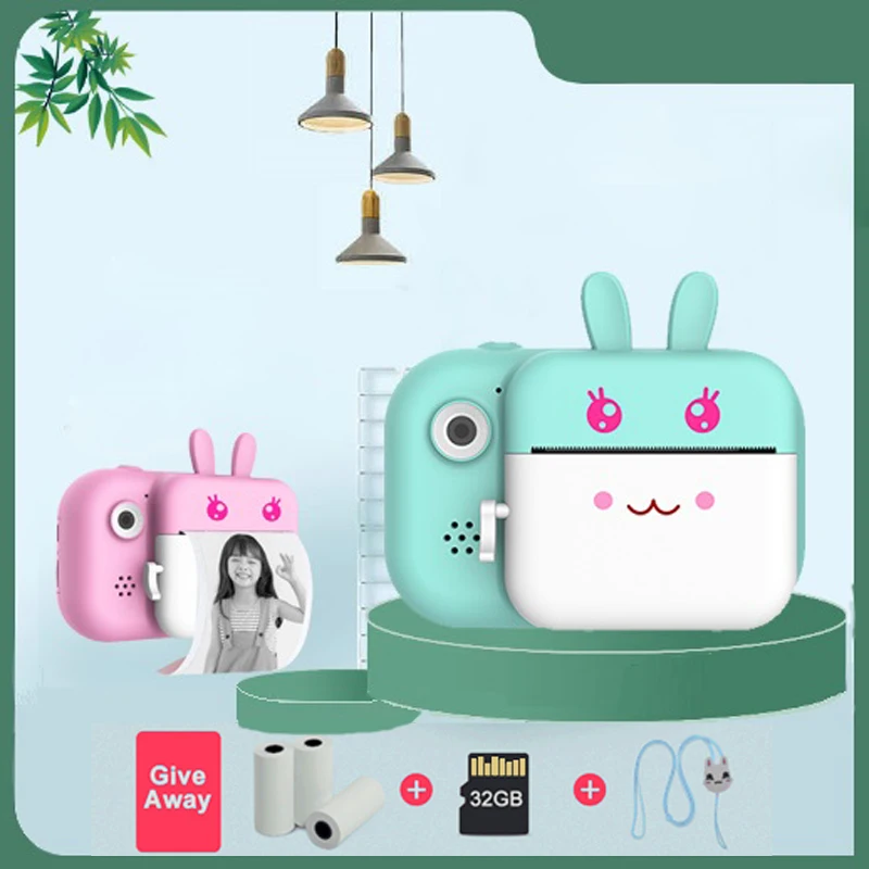 

LCD Display 1080P HD DIY Instant Digital Mini Camera Child Camera Automatically Print Black And White Photos Kids Christmas Gift