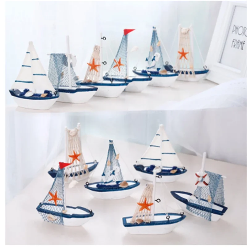 

Marine Nautical Creative Sailboat Mode Room Decor Figurines Miniatures Mediterranean Style Ship Small Boat Decoration Ornaments