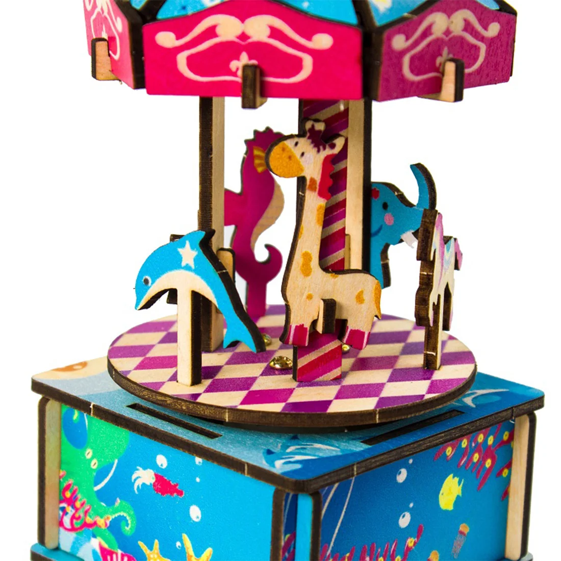

DIY Creative Wooden Colorful Music Box Puzzle Model Kit Assembly Jigsaw Crafts For Home Decor For Children Toys Gift - Carousel