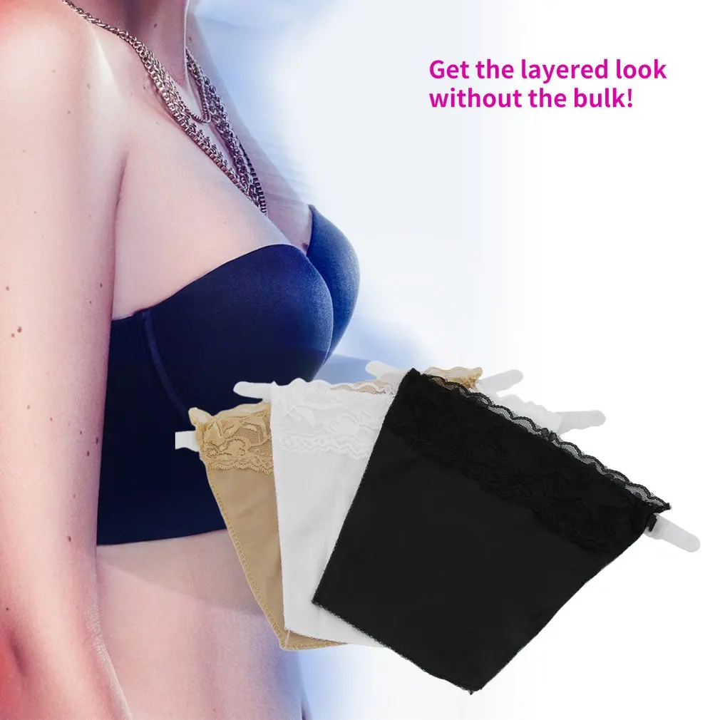 

3Pcs/set Seamless Bra Set Lace Clip On Camisoles Easy Clip On Neck Chest Cleavage Control Panels Lace Set Summer Wrapped Chest
