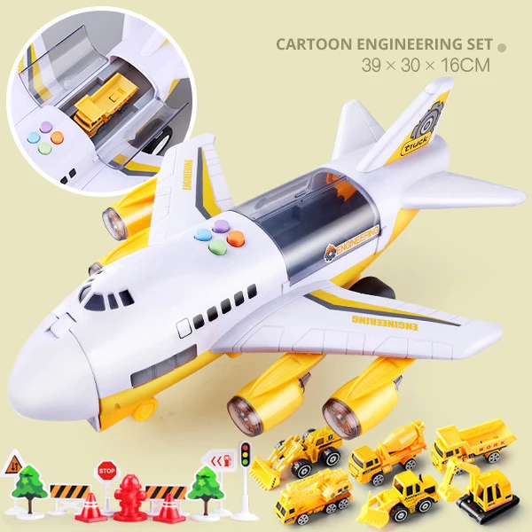 Yellow Engineer Set2 10 стильных детских игрушек модель самолета музыкальная дорожка инерционный воздушный лайнер большой пассажирский самолет Diecasts& игрушечные транспортные средства Детские самолеты - Цвет: Yellow Engineer Set2