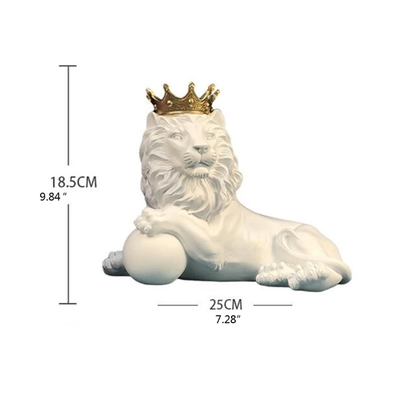 

Mighty Crown Lion Desktop Ornament Resin Statue Figurine Creative Sculpture for Home Decor Indoor Desktop Decoration Art Crafts