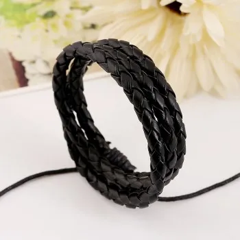 

Europe and the United States foreign trade export jewelry multi-circle leather braided bracelet male B01595