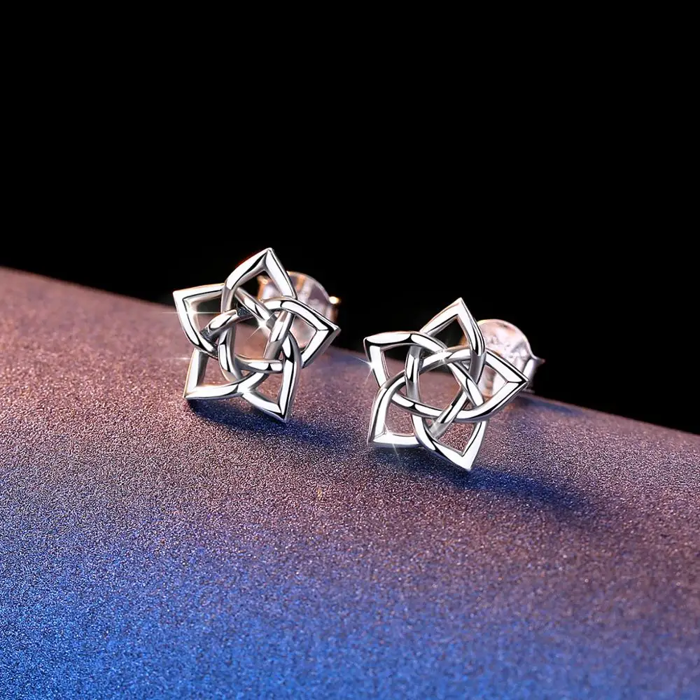 Серьги Eudora из серебра 925 пробы с кельтской звездой, винтажные серебряные серьги-гвоздики со звездами, серьги-гвоздики с цветком, хорошее ювелирное изделие для женщин CYE103