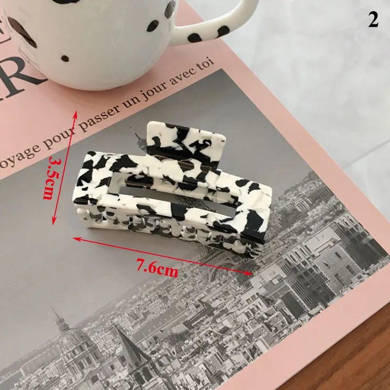 

1Pcs Fashion Hollow Acetate Geometric Barrettes Milk Cow Color For Women Girl Black And White Hair Claws Hair Accessories