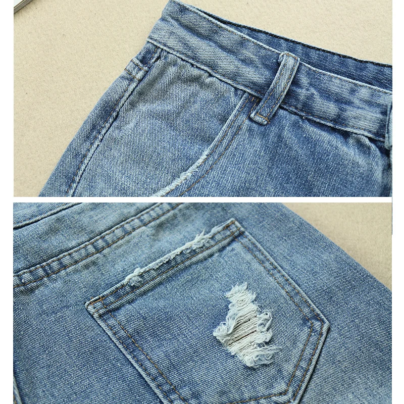 Женские джинсовые шорты с карманами повседневные Узкие рваные из денима со