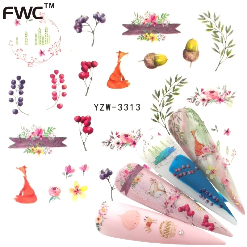 

1 PC Water Nail Stickers Decal Spring Colors Flowers Leaf Transfer Nail Art Decorations Slider Manicure Watermark Foil Tips