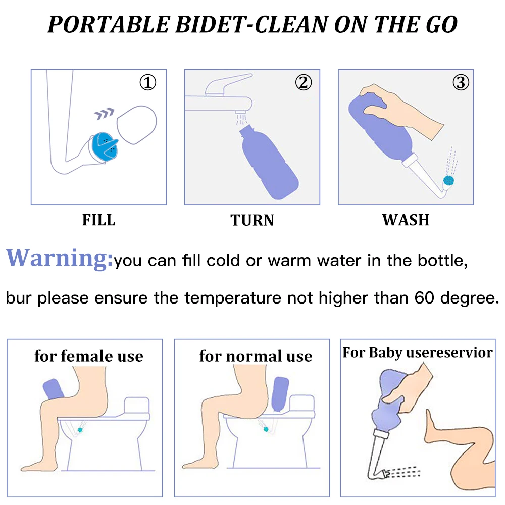 Ручной стирки 650 мл домашний опрыскиватель для биде Портативный с длинным