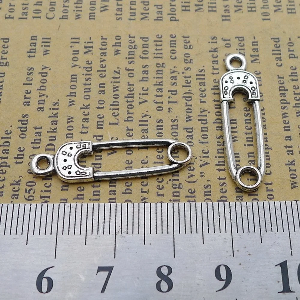 

200pcs Pin Charms 8mm x 30mm DIY Jewelry Making Pendant Antique Silver Color