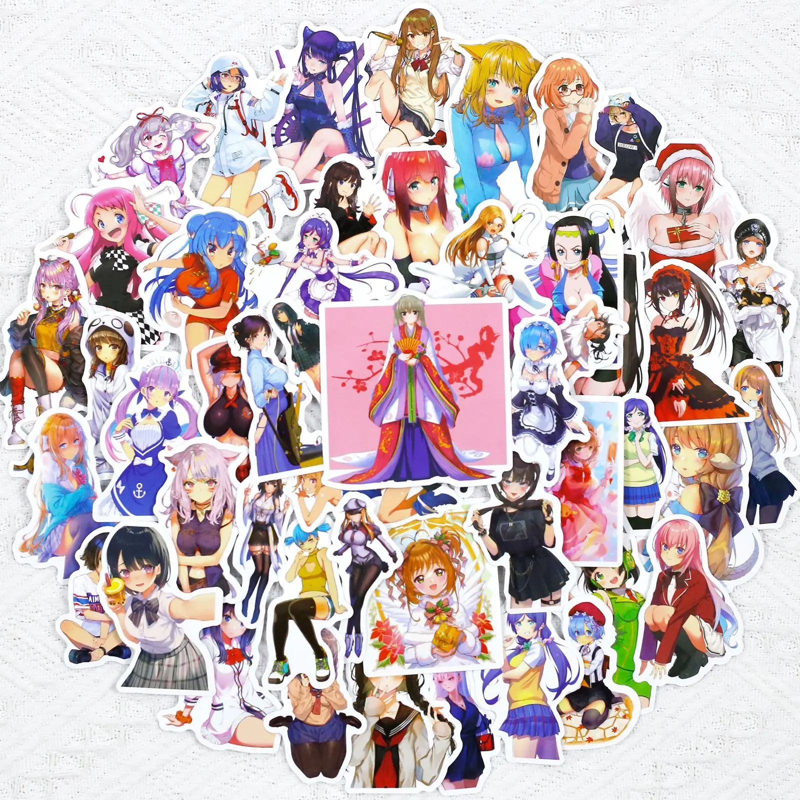 

50 PCS Cartoon Anime Sexy Beauty Sticker Phone Guitar Laptop Helmet Automobile Water Cup Stationery Decorate Sticker