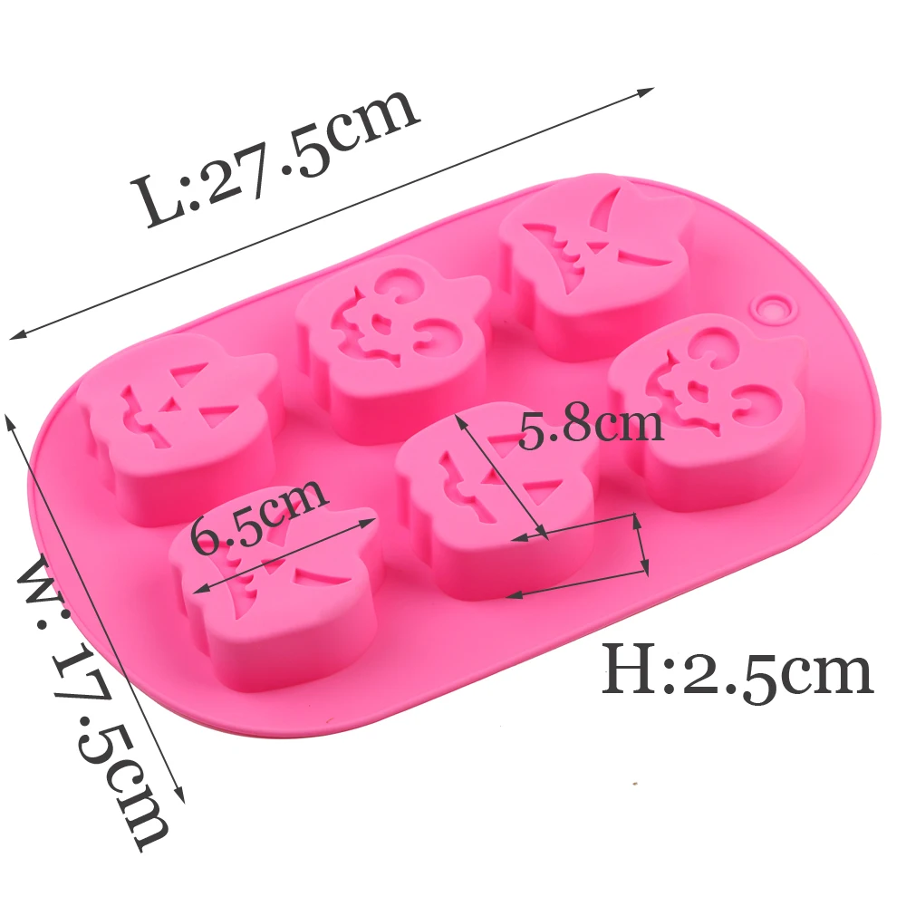 Halloween Ghost Festival Six Hole Pumpkin Elf Silicone Cake Baking Mold Handmade Soap Candle Ice Tray DIY 3D Christmas | Дом и сад