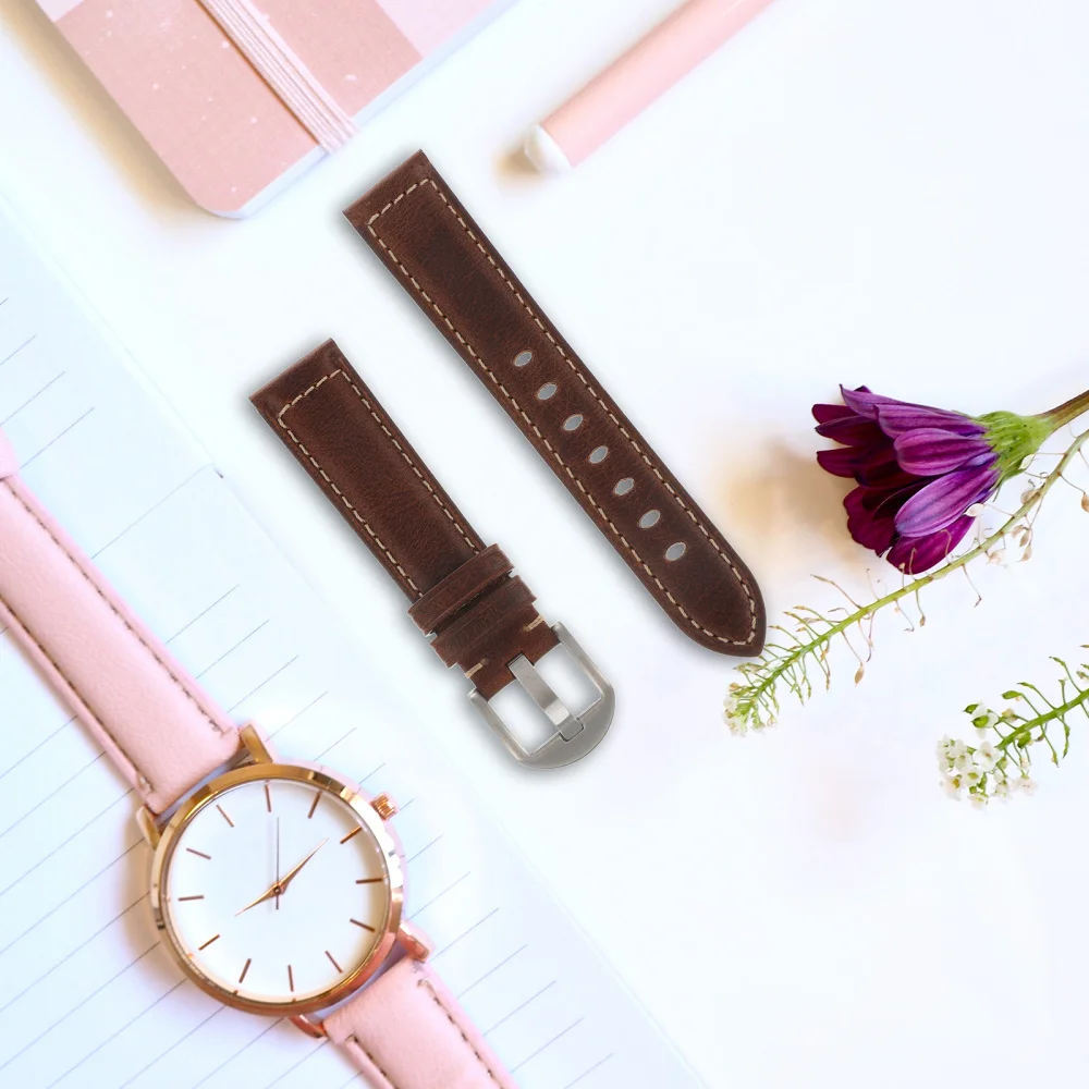 

Cowhide Retro Watch Band Genuine Leather Smooth Universal Watch Strap Belt