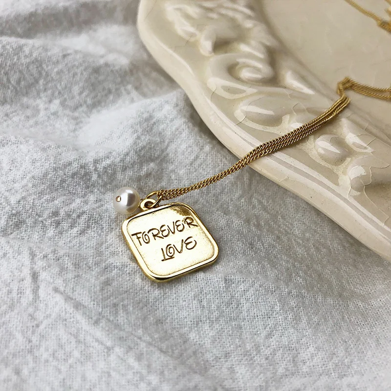 

Pearl Pendant Necklace Fashion Romantic Square Flawless Wedding Engagement Jewelry Elegant Lady Pendant Chain