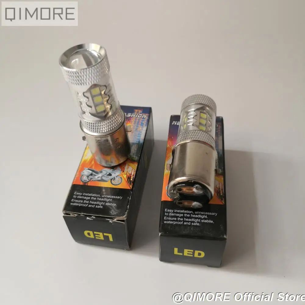 2PCS Scooter Moped Motorcycle 12-24V 80W H6 BA20D SMD16 LED High Power Headlight Bulb (White light color) |