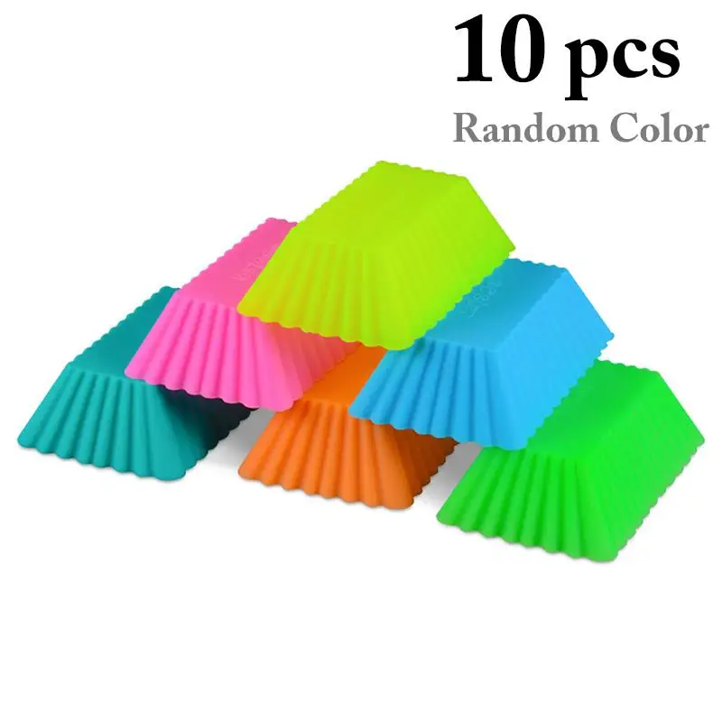 

10 Pcs/Set Silicone Cake Making Mold DIY Chocolate Pastry Baking Mold Dessert Bread Pudding Jelly Bakeware Mould Accessories