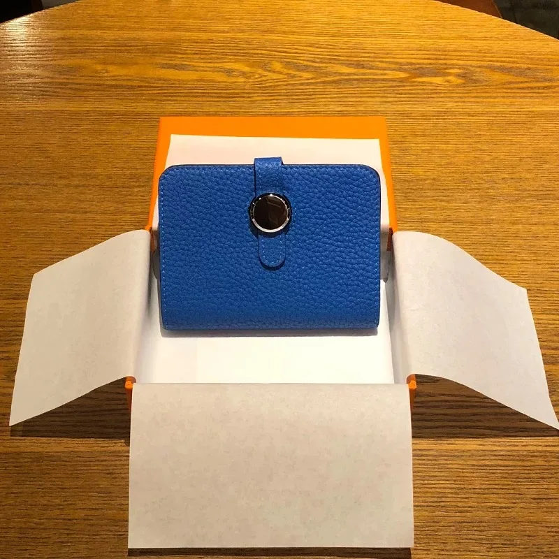 Blue Натуральная кожа, унисекс, роскошный брендовый кошелек, на застежке, квадратный Кошелек для монет, модный кожаный кошелек для монет, женский маленький Роскошный кошелек - Цвет: Blue