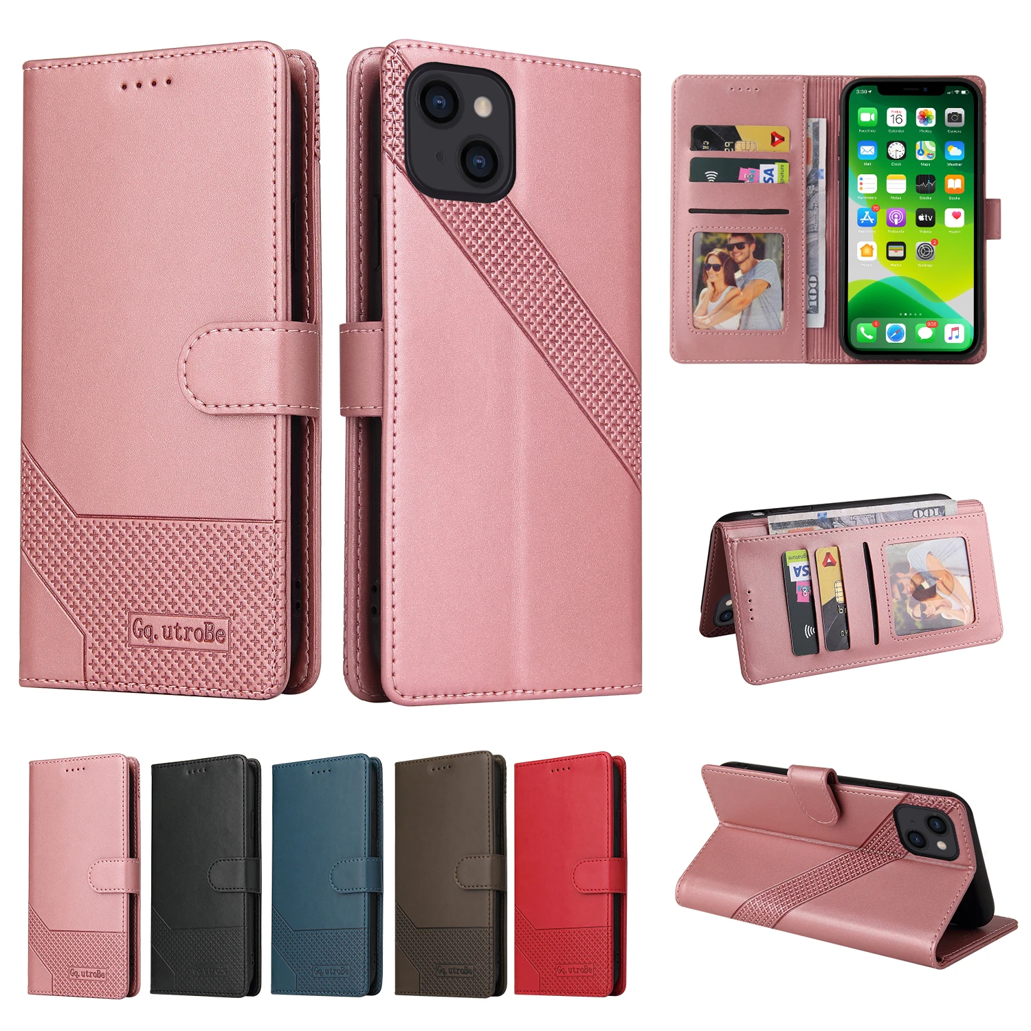 

Luxury Leather Flip Case for iPhone 13 11 12 Pro Max XR XS SE 2020 6 7 8 Plus Wallet Phone Cover Card Solt Bags Protection Coque