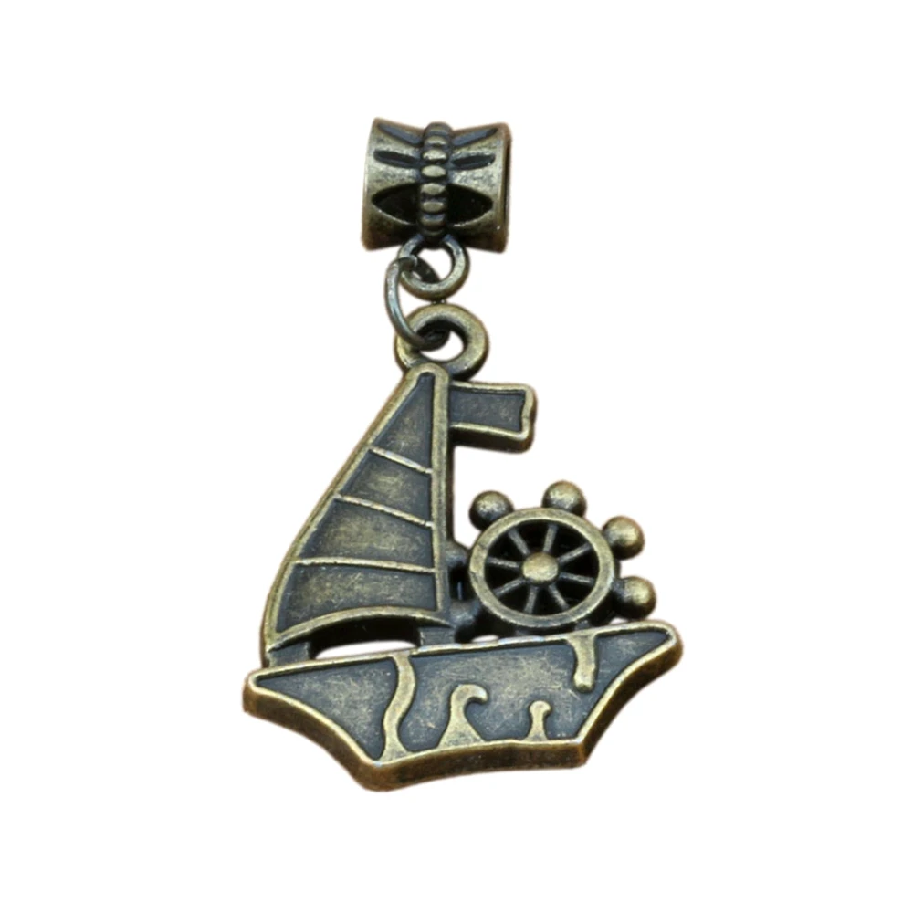100 шт. мотаться античная бронза лодка сплав амулеты большая дыра бусины Подходит