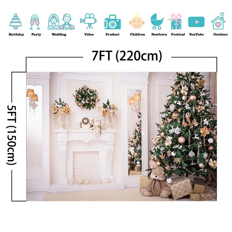 

Christmas Backgrounds Photography Studio Christmas Tree Home Decoration Fireplace Family Party Winter Season Photo Booth