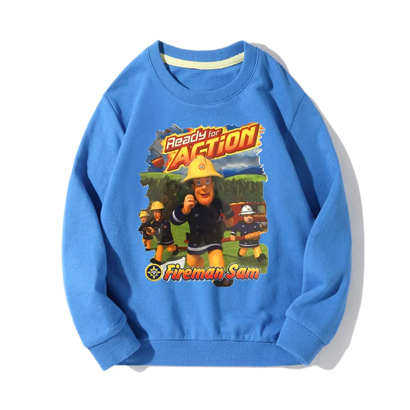 Детские весенние толстовки с длинными рукавами осенние спортивные толстовки для мальчиков и девочек толстовки с капюшоном с рисунком пожарного Сэма розовые хлопковые пальто JX067