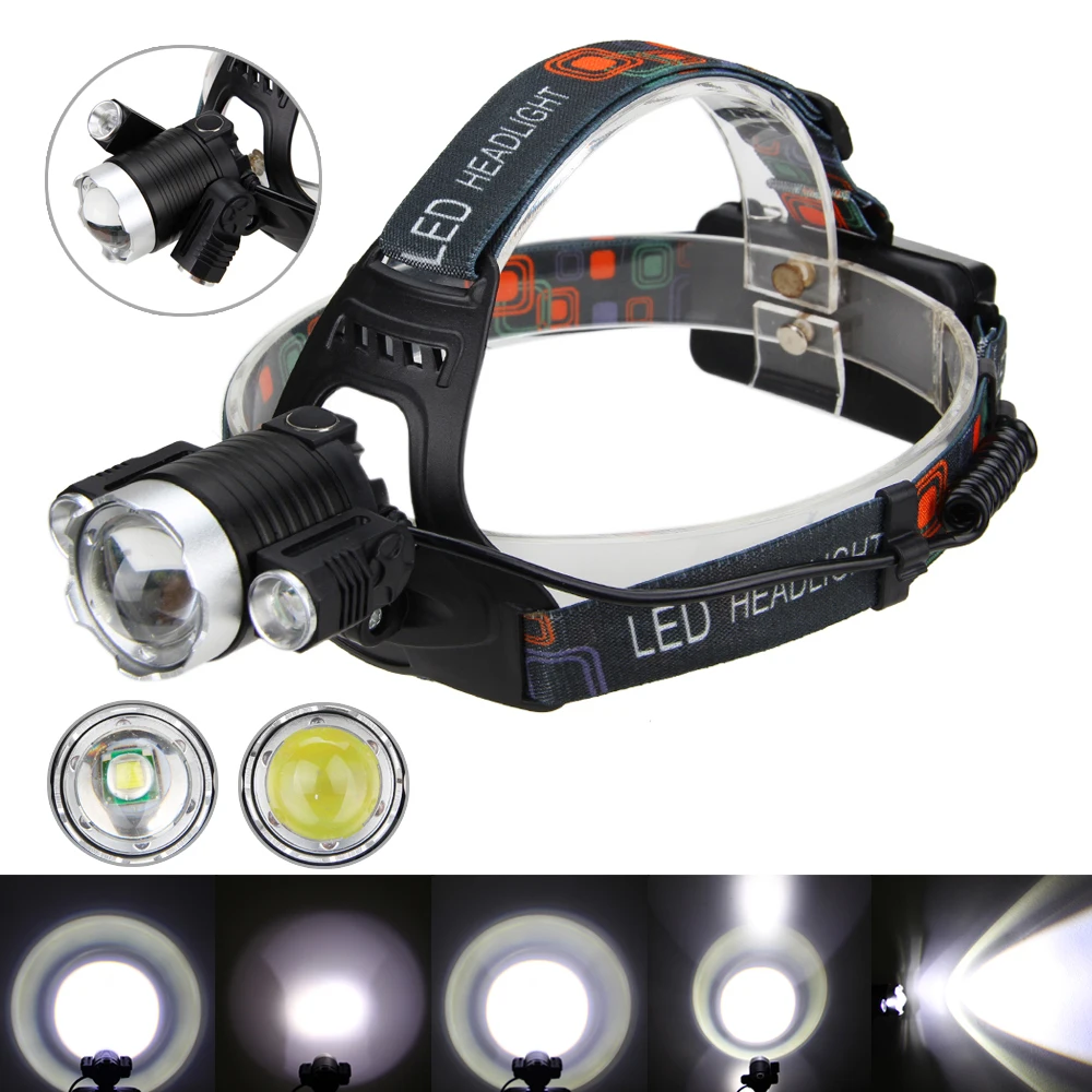 Zoom 3 x XM-L T6 + 2R5 светодиодный 1000 люмен Регулируемая яркость фары для