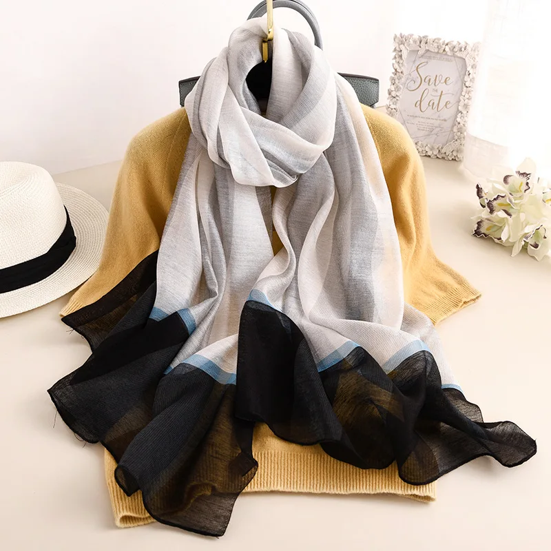 Роскошный брендовый мягкий однотонный 100% шарф из натурального шелка для женщин