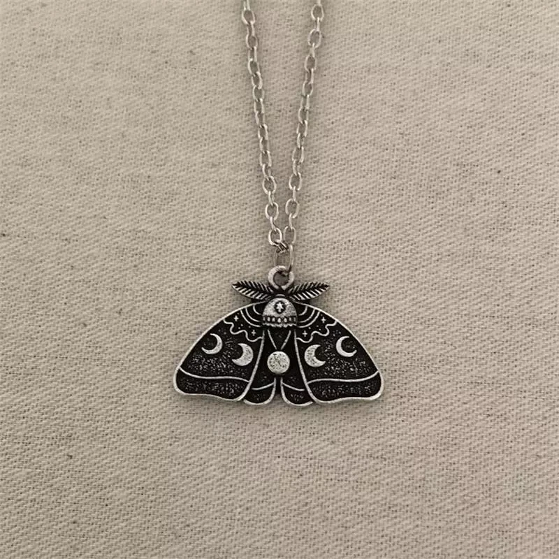 

Bohemia Moon Phase Luna Moth Pendant Necklaces Women Wedding Party Boho Jewelry Statement Necklace Accessories Gifts for her
