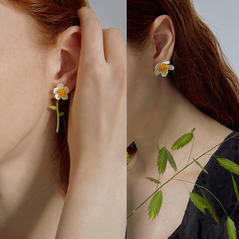 DoreenBeads Маргаритка цветок листья глина уха куртка серьги гвоздики многоцветный