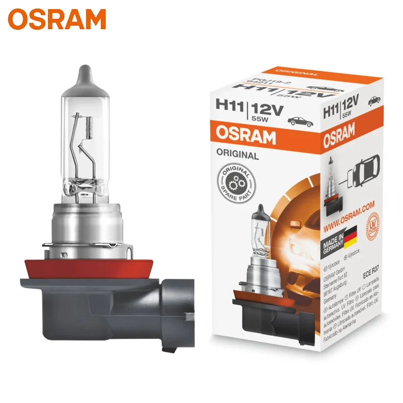 OSRAM H11 12V 55W PGJ19-2 64211 Original Line Car Halogen Headlight Auto Bulb 3200K Standard Lamp OEM Made In Germany (Single)