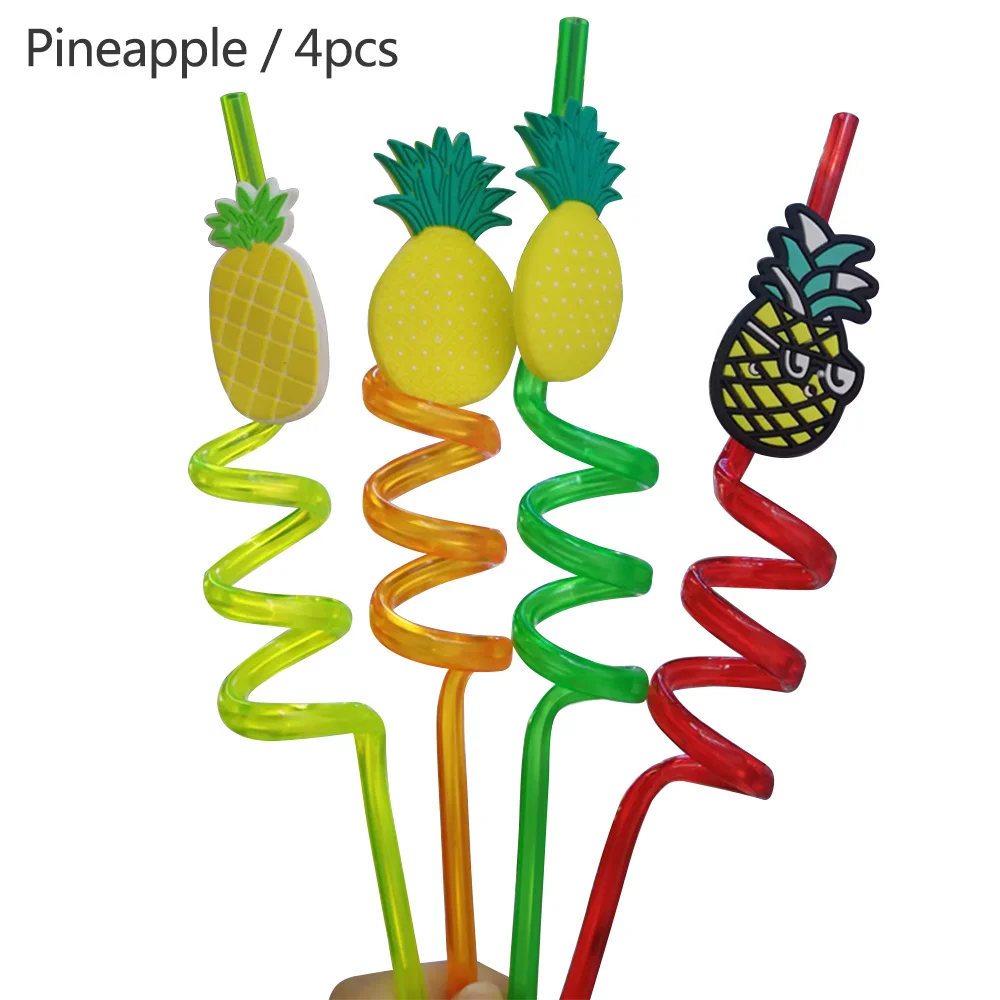 4 шт. красочное питье соломинки для губ фруктовое сердце цветок каннибала ананас