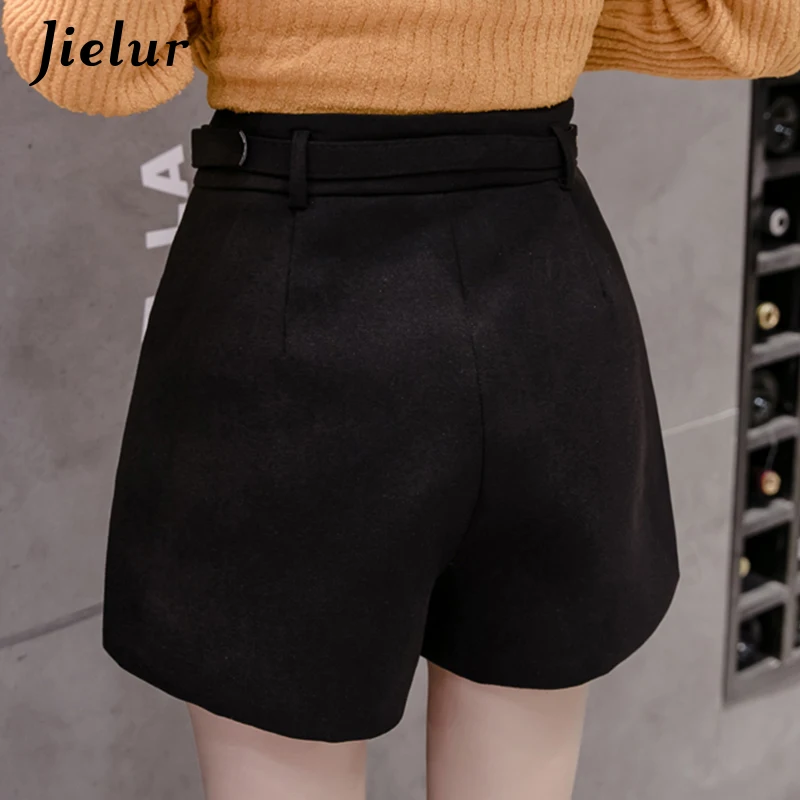 Jielur шерстяные шорты с высокой талией женские 2019 новые зимние корейские широкие