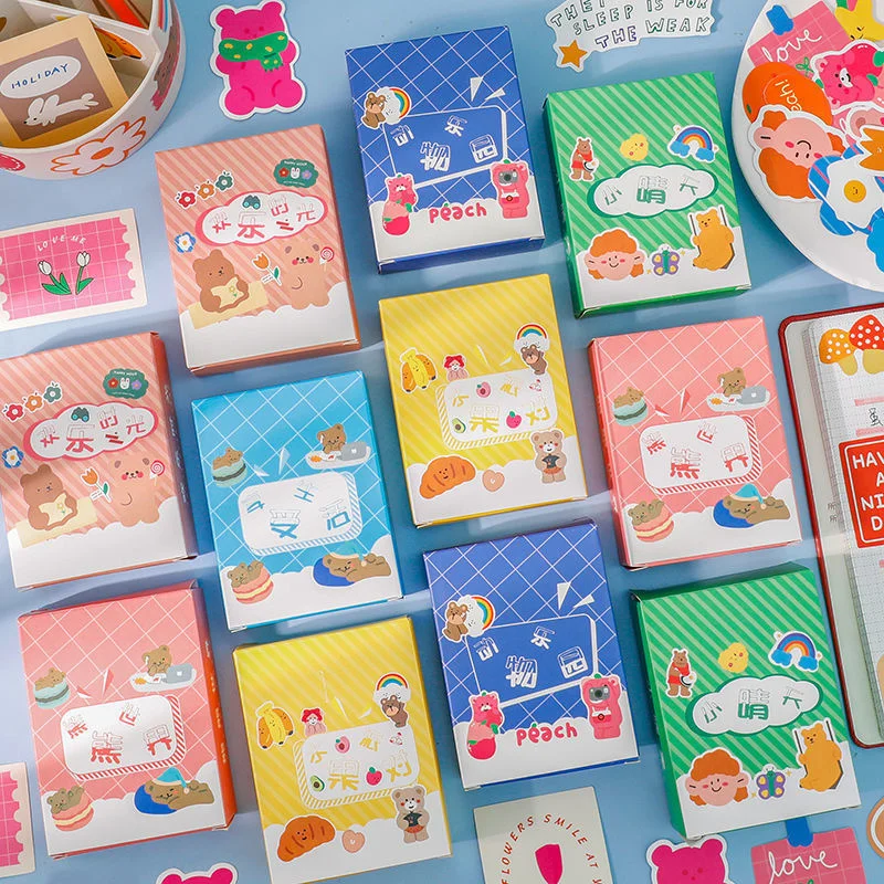 

100Pcs/set Bear Party Sticker Handbook Phone Case Diy Decoration Material Sticker Pack Stationery Cute Stickers Scrapbooking