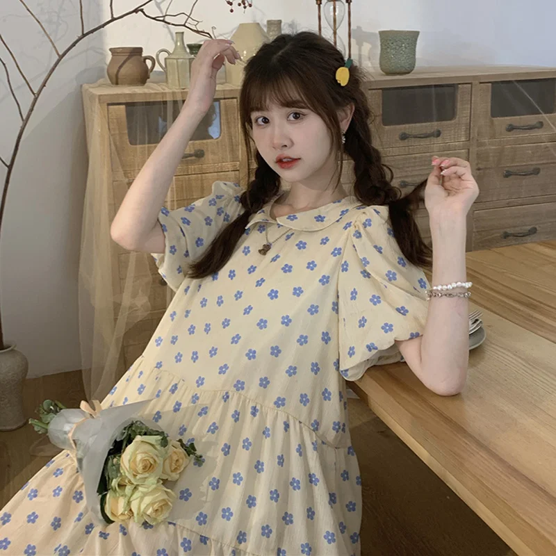 Летнее платье новинка 2021 маленькие свежие цветы свободное очень волшебное