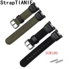 Ремешок нейлоновый кожаный для Casio SGW-100 SGW100 SGW200, мужской спортивный сменный Браслет с пряжкой из нержавеющей стали, аксессуары для часов армейского зеленого цвета