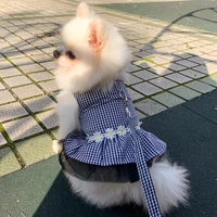 puppy dog harness with leash pretty plaid dog dress princess clothes special pet cat harness dresses for cats small dogs costume