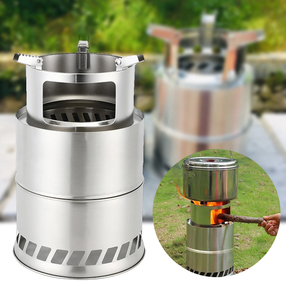 

Large Size Camping Wood Stove Stainless Steel Removable Portable Gas Wood Stove Outdoor Folding Wood Stove Essential Goods