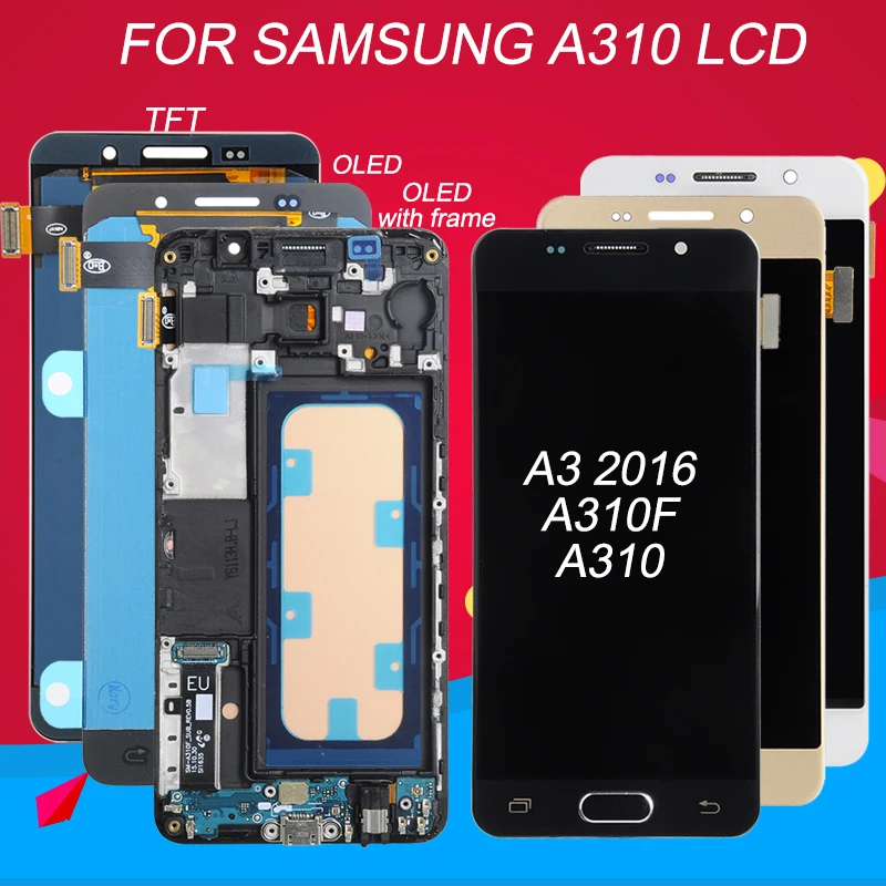 Dinamico продвижение супер Amoled A3 дисплей для samsung Galaxy A310 lcd A310F дисплей кодирующий преобразователь сенсорного экрана в сборе