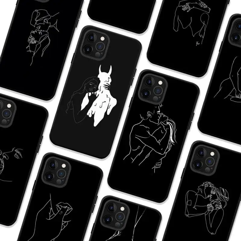 

Minimalist Line Sexy Phone Case For iPhone 13 11 8 7 6 6S Plus X XS MAX 5 5S SE 2020 XR 11 pro DIY Funda